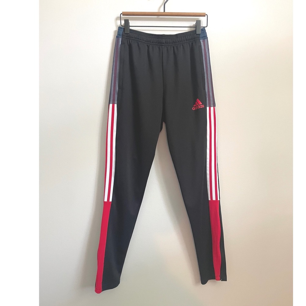 Adidas Zippered Track Pants, Black/Red/White/Navy Boy's Large